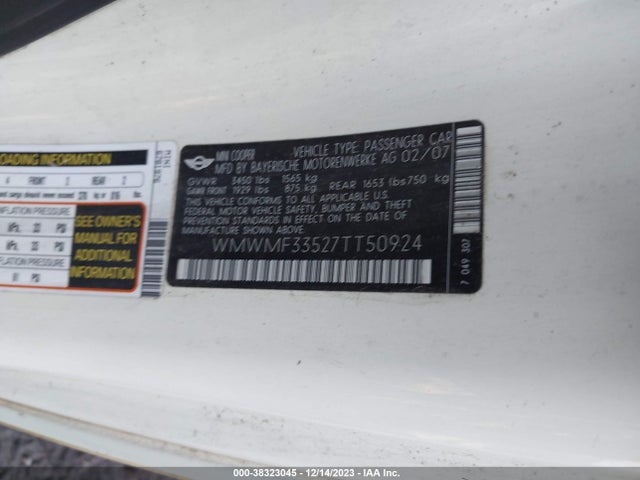2007 MINI COOPER WMWMF33527TT50924 Photo 8