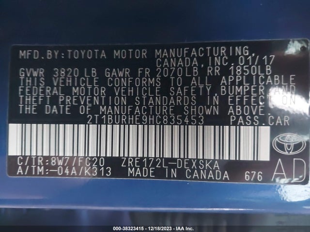 Toyota Corolla 2017 2T1BURHE9HC835453 Image 23