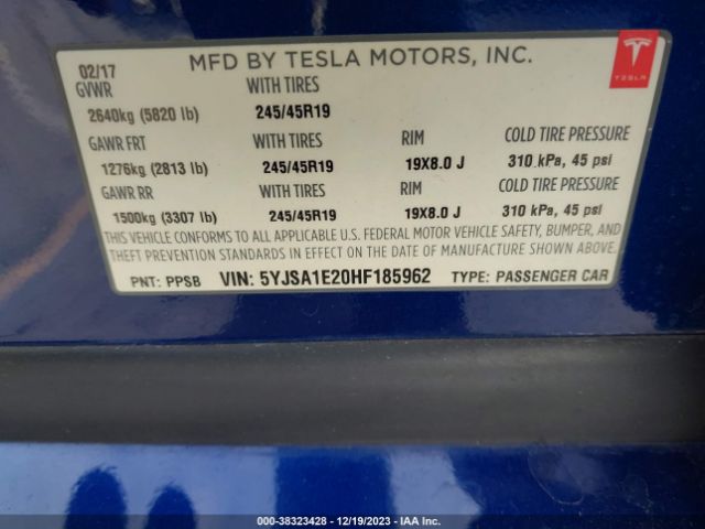 5YJSA1E20HF185962 Tesla Model S 100d/60d/75d/90d/p100d