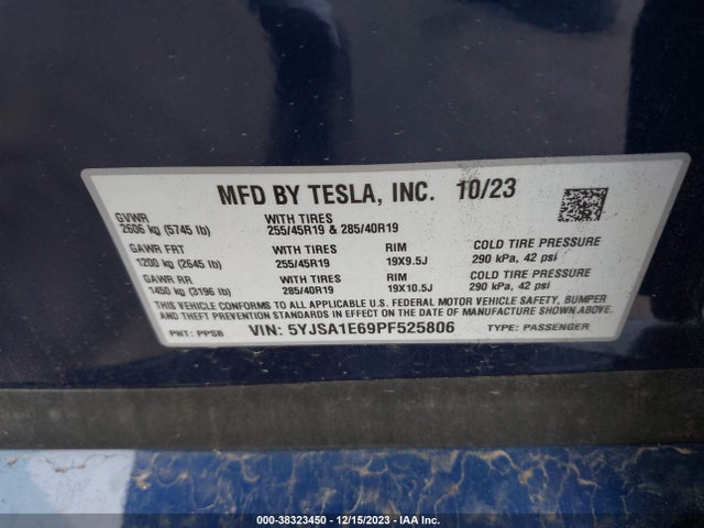 2023 TESLA MODEL S 5YJSA1E69PF525806 Photo 8