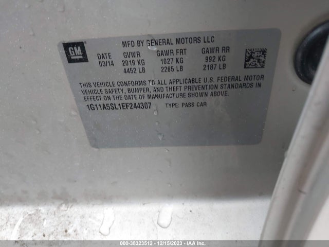Chevrolet Malibu 1fl 2014 1G11A5SL1EF244307 Image 9