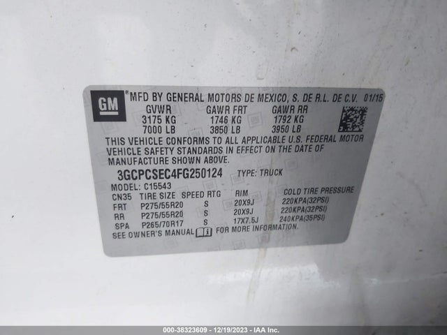 Chevrolet Silverado 1500 1lz 2015 3GCPCSEC4FG250124 Image 9