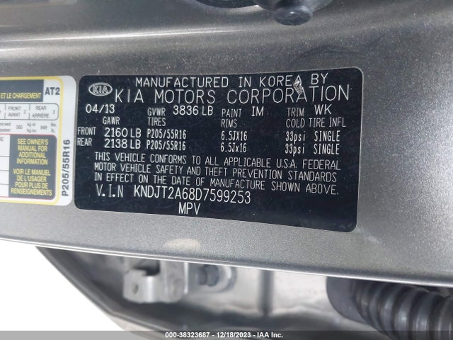 Aukcja sprzedaży 2013 Kia Soul +, vin: KNDJT2A68D7599253, numer aukcji: 38323687
