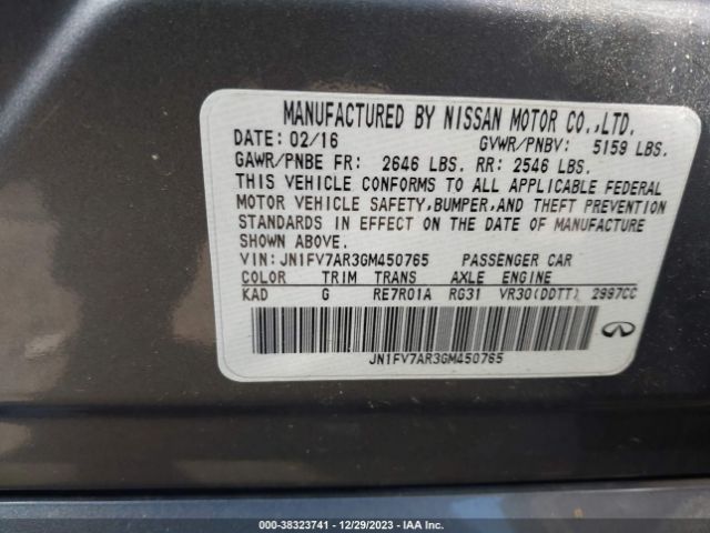 JN1FV7AR3GM450765 Infiniti Q50 3.0t Red Sport 400