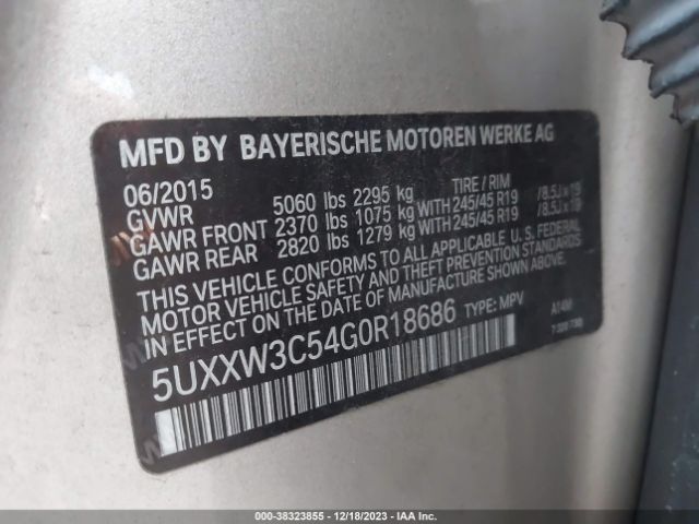 5UXXW3C54G0R18686 BMW X4 Xdrive28i