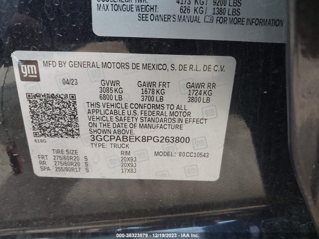 Chevrolet Silverado 1500 2wd  Short Bed Custom 2023 3GCPABEK8PG263800 Image 9