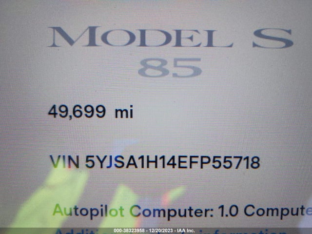 5YJSA1H14EFP55718 Tesla Model S 60 Kwh Battery/p85