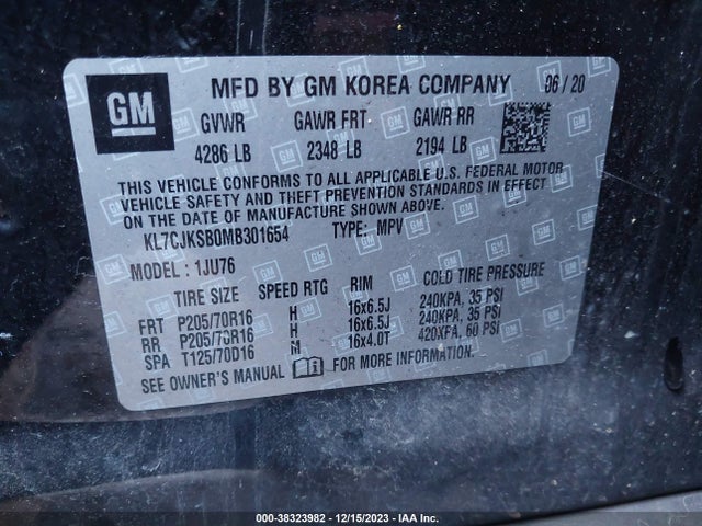 Chevrolet Trax Fwd Ls 2021 KL7CJKSB0MB301654 Image 9