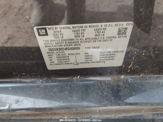Chevrolet Silverado 1500 2lz 2014 3GCUKSEC4EG408689 Image 9