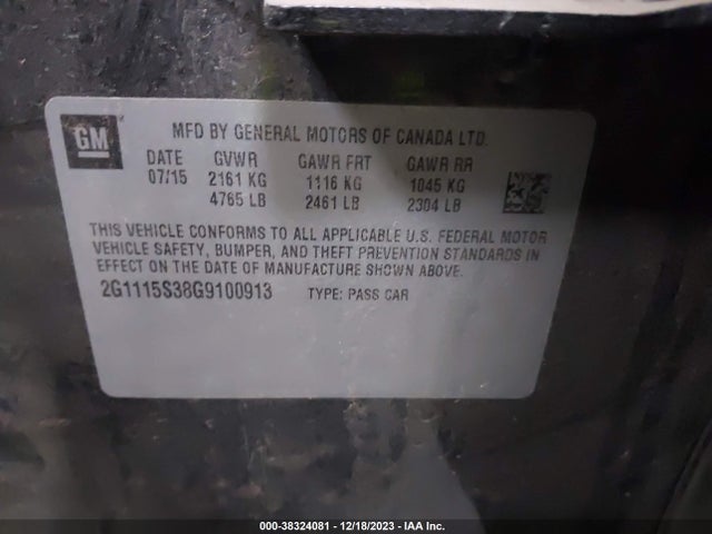 Chevrolet Impala 2lt 2016 2G1115S38G9100913 Image 9