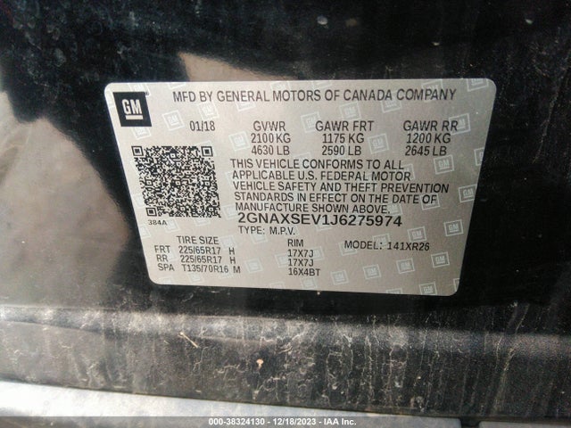 Chevrolet EQUINOX LT 2018 2GNAXSEV1J6275974 Image 9