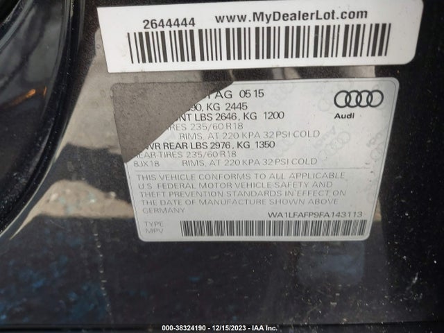 WA1LFAFP9FA143113 Audi Q5 2.0t Premium