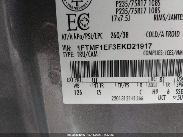 Ford F-150 Stx 2014 1FTMF1EF3EKD21917 Image 9