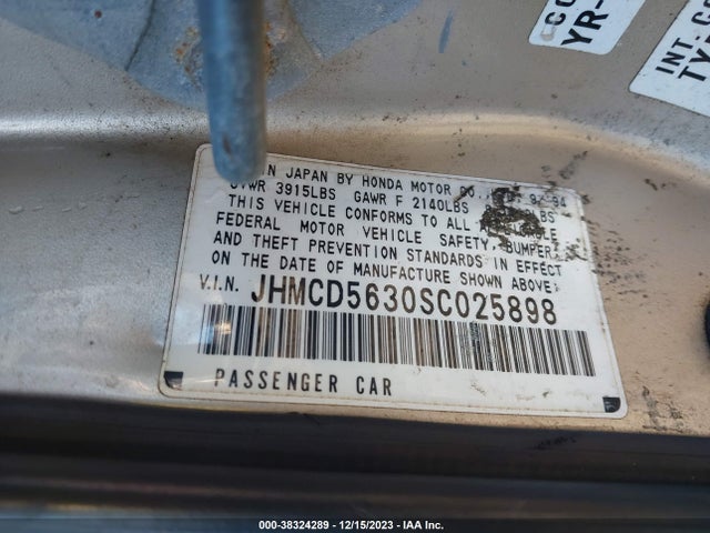 1995 HONDA ACCORD LX VIN: JHMCD5630SC025898