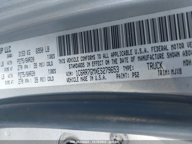RAM 1500 Big Horn 2014 1C6RR7GMXES279653 Image 9