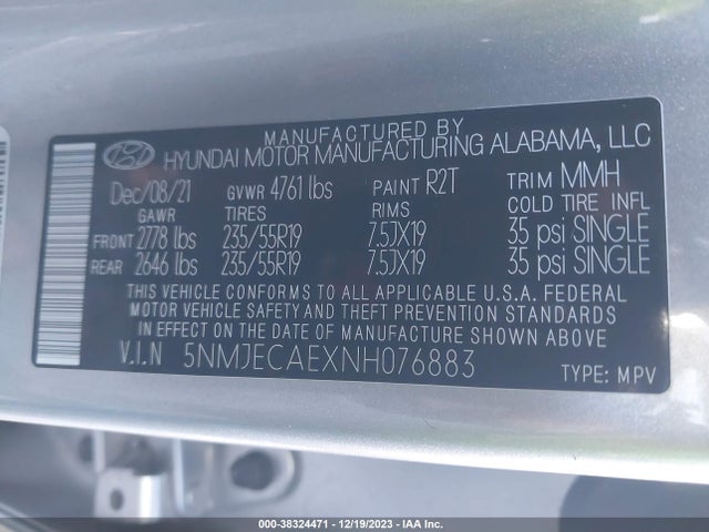 Hyundai Tucson Limited 2022 5NMJECAEXNH076883 Image 9