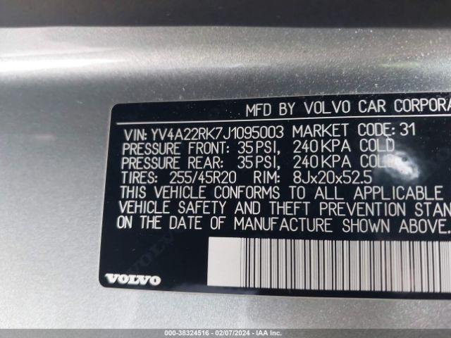 YV4A22RK7J1095003 Volvo Xc60 T6 Momentum