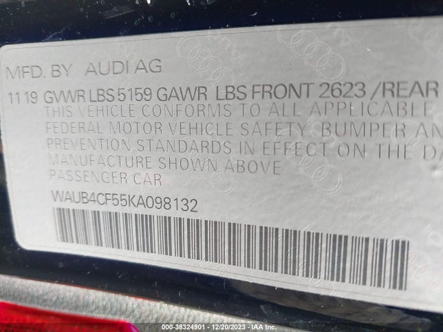 WAUB4CF55KA098132 Audi S5 3.0t Premium