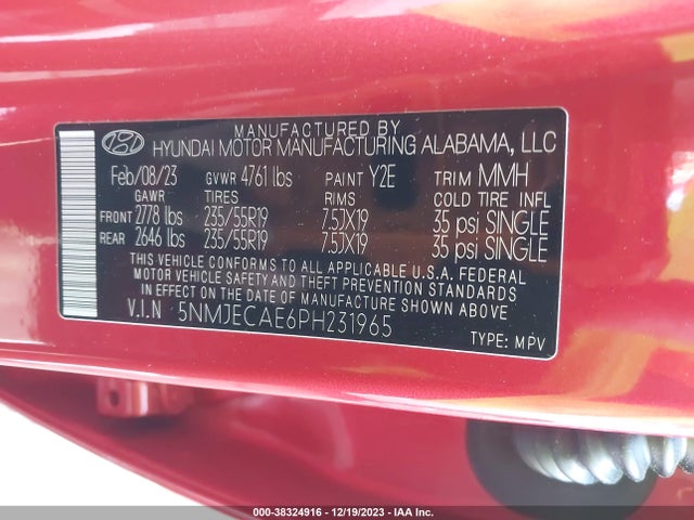 Hyundai Tucson Limited 2023 5NMJECAE6PH231965 Image 9