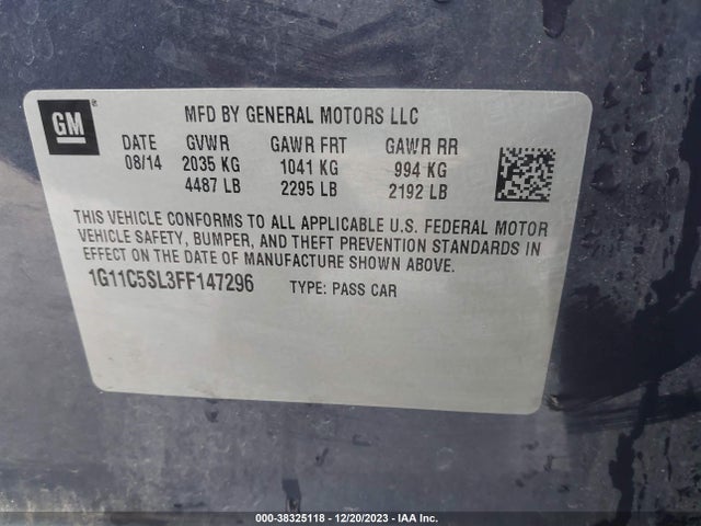 Chevrolet MALIBU 1LT 2015 1G11C5SL3FF147296 Image 9