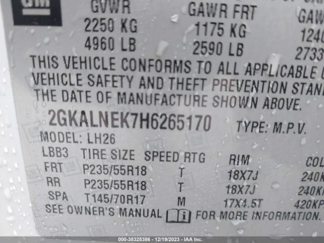 2GKALNEK7H6265170 GMC Terrain Sle-2