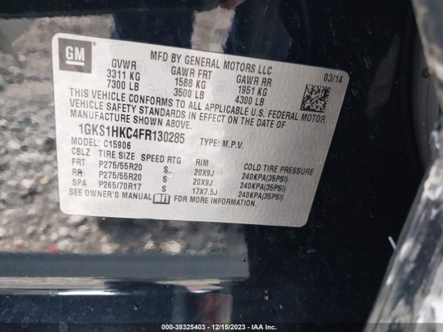 1GKS1HKC4FR130285 GMC Yukon Xl 1500 Slt