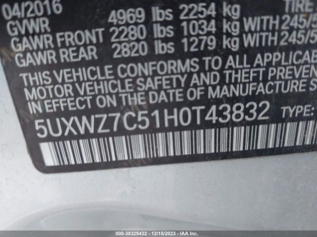 5UXWZ7C51H0T43832 BMW X3 Sdrive28i