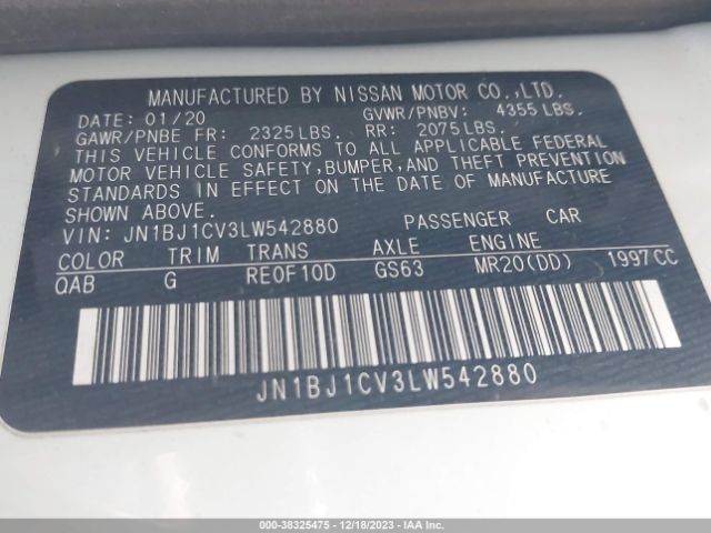 JN1BJ1CV3LW542880 Nissan Rogue Sport Sv Fwd Xtronic Cvt