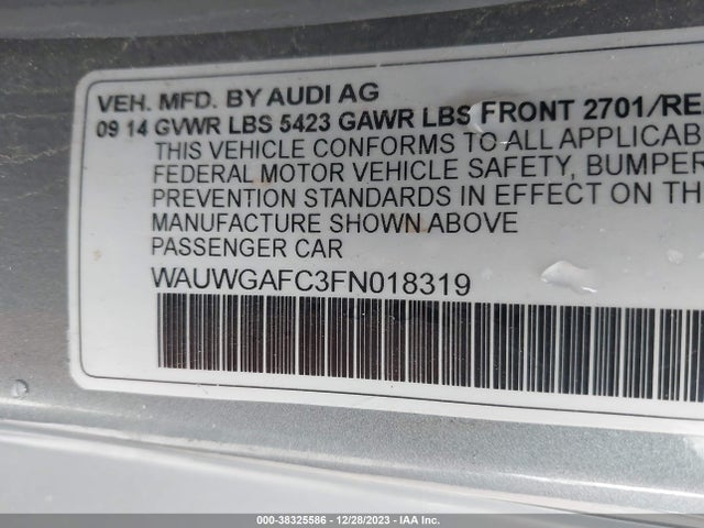 2015 AUDI A7 3.0T PREMIUM PLUS VIN: WAUWGAFC3FN018319