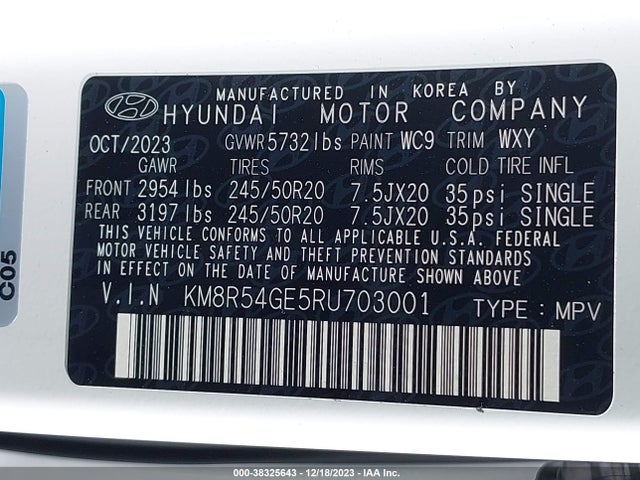 Hyundai Palisade Limited 2024 KM8R54GE5RU703001 Image 9