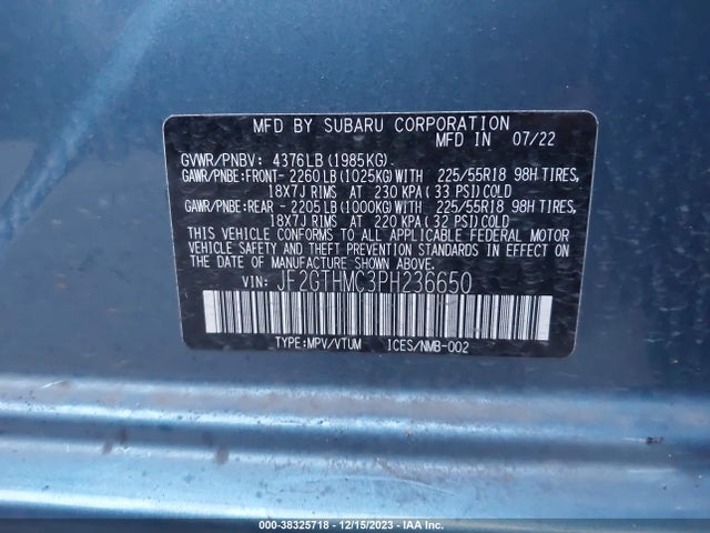 Subaru Crosstrek Limited 2023 JF2GTHMC3PH236650 Image 9