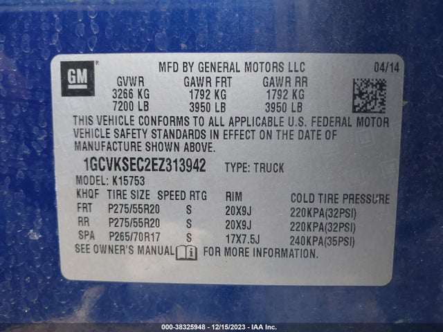 Chevrolet Silverado 1500 1lz 2014 1GCVKSEC2EZ313942 Image 9