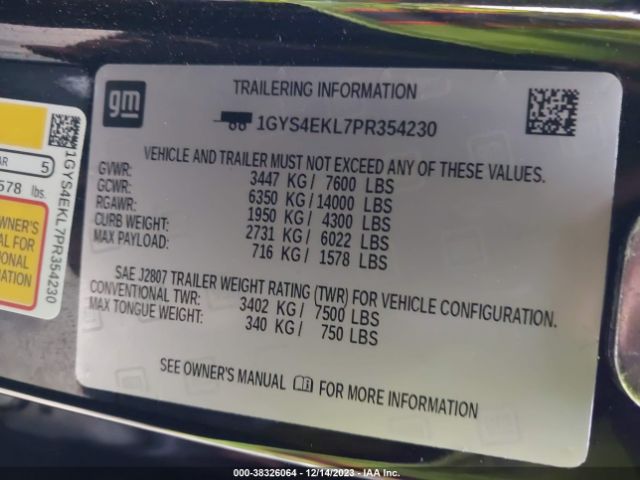 1GYS4EKL7PR354230 Cadillac Escalade 4wd Sport