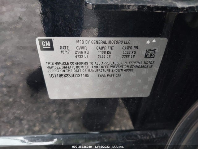 Chevrolet IMPALA 1LT 2018 1G1105S33JU121195 Image 9