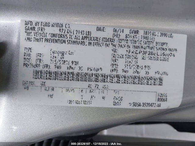 Ford FOCUS SE 2014 1FADP3F28EL350978 Image 9