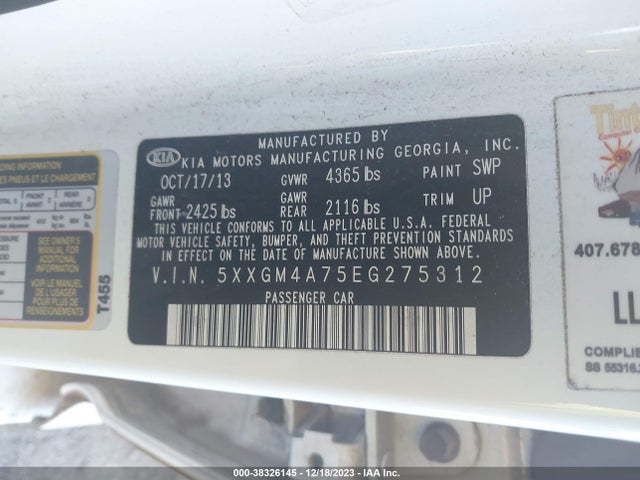 KIA Optima Lx 2014 5XXGM4A75EG275312 Image 8