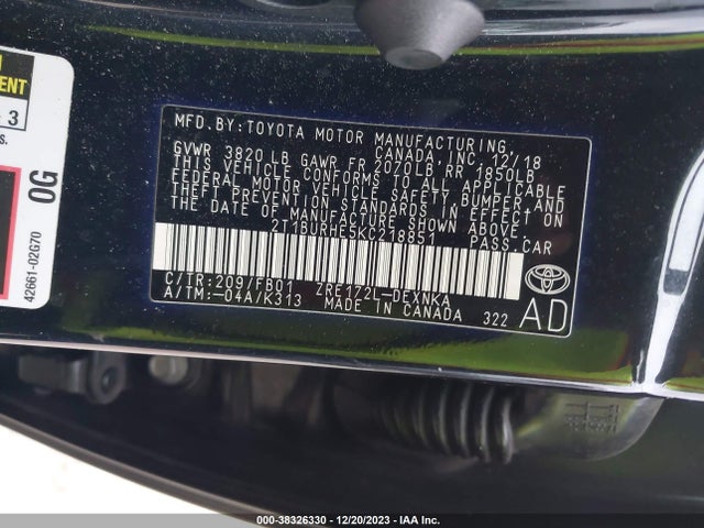 Toyota COROLLA LE 2019 2T1BURHE5KC218851 Image 9