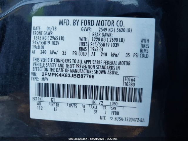 2018 FORD EDGE 2FMPK4K83JBB87796 Photo 8