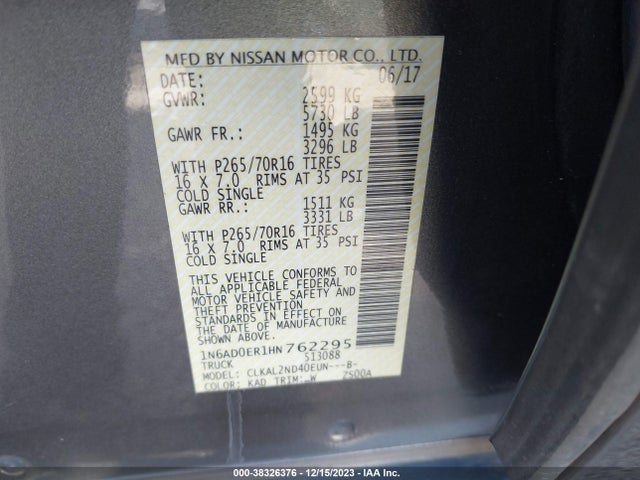 Nissan Frontier Sv 2017 1N6AD0ER1HN762295 Image 9