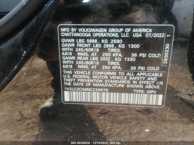 1V2LC2CA8NC229678 Volkswagen Atlas Cross Sport 2.0t Se