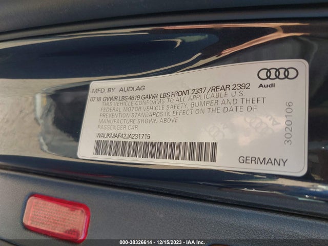 WAUKMAF42JA231715 Audi A4 2.0t Tech Ultra Premium/2.0t Ultra Premium