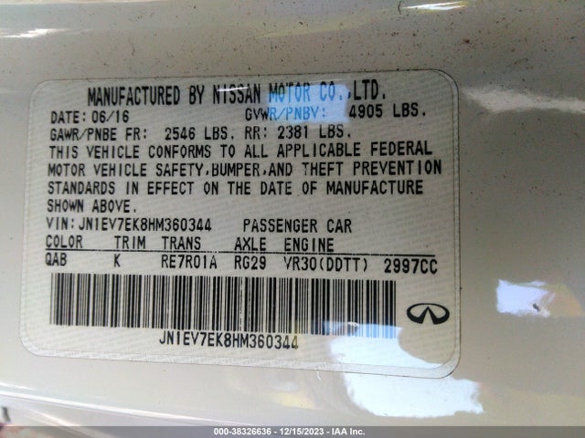 JN1EV7EK8HM360344 Infiniti Q60 3.0t Premium