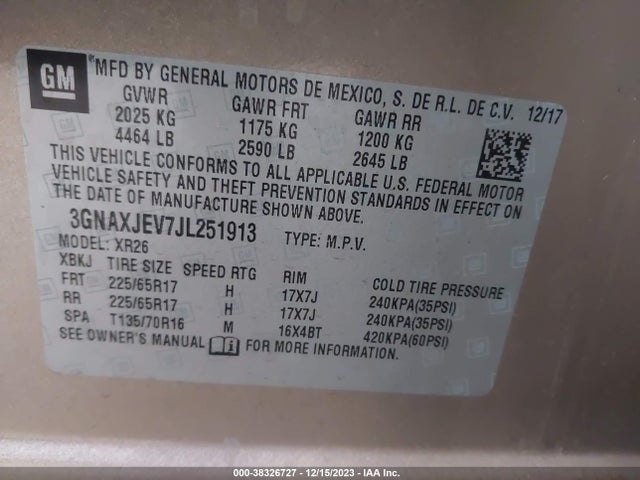 Chevrolet EQUINOX LT 2018 3GNAXJEV7JL251913 Image 9