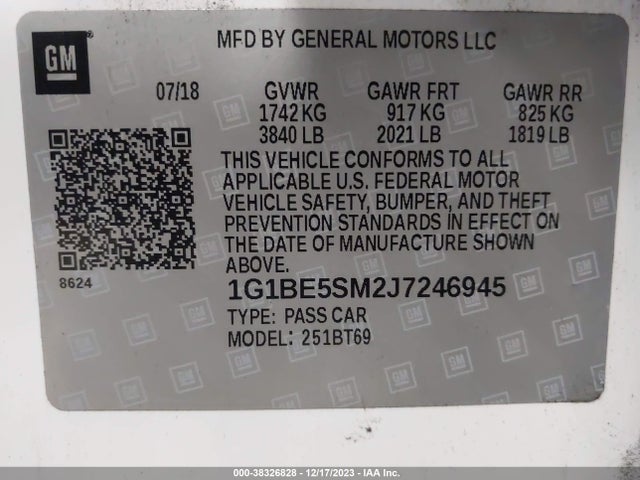 Chevrolet Cruze Lt Auto 2018 1G1BE5SM2J7246945 Image 9