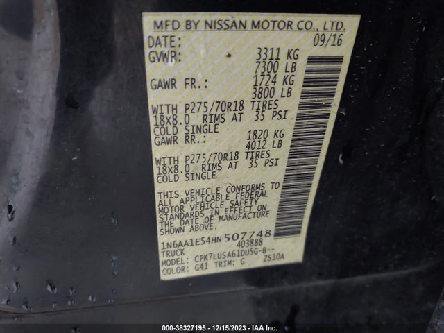 Nissan Titan Pro-4x 2017 1N6AA1E54HN507748 Image 9