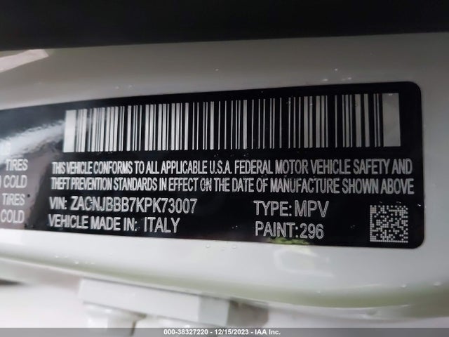 2019 JEEP RENEGADE LATITUDE 4X4 VIN: ZACNJBBB7KPK73007