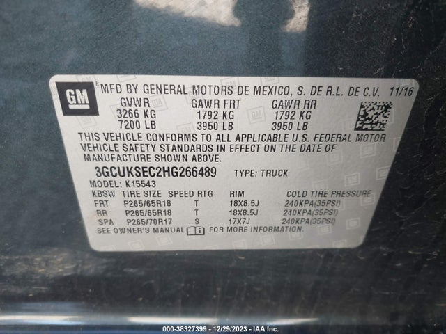 Chevrolet Silverado 1500 2lz 2017 3GCUKSEC2HG266489 Image 9