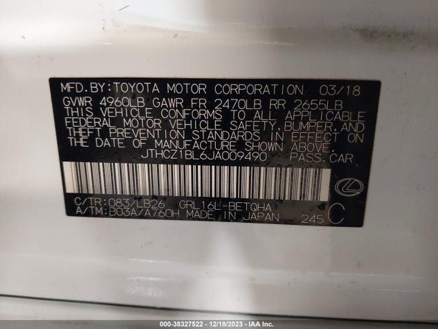 JTHCZ1BL6JA009490 Lexus Gs 350 F Sport