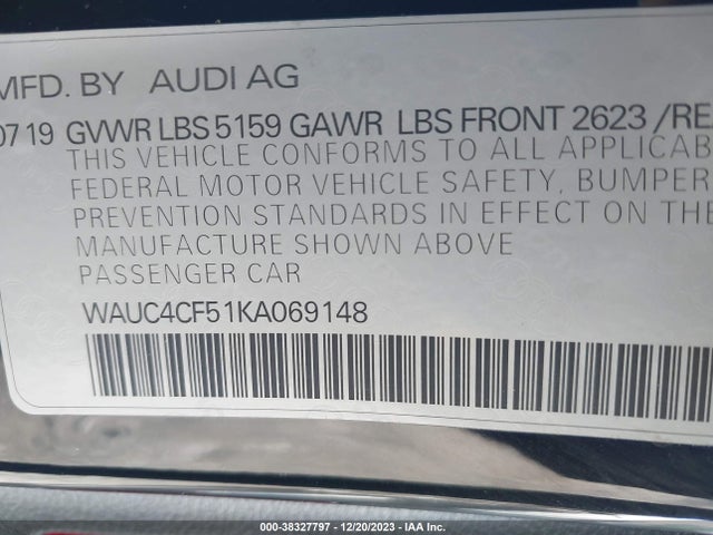 WAUC4CF51KA069148 Audi S5 3.0t Premium