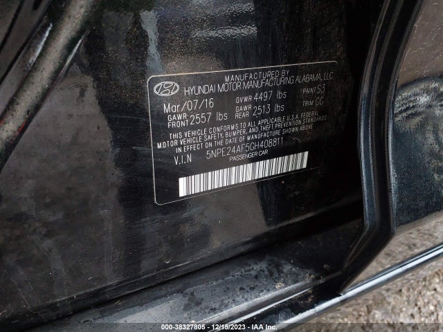 2016 HYUNDAI SONATA VIN: 5NPE24AF5GH408811